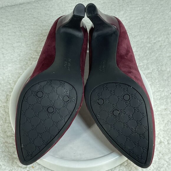 Franco Sarto Heels Womens Sz 8.5M Red Wine Suede Pumps 4 Inch Heels Leather - Picture 6 of 8